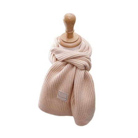 Barneskjerf myk varm strikket halsvarmer vinter klassisk skjerf for gutter beige KLB