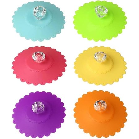 6 stk silikonlokk for glass, fargerike