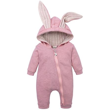 Vauvan haalari s p ll 3D-korkoilla varustetulla pupun huppari-osalla, vetoketjullinen yhden osan body, vaaleanpunainen Pink 90