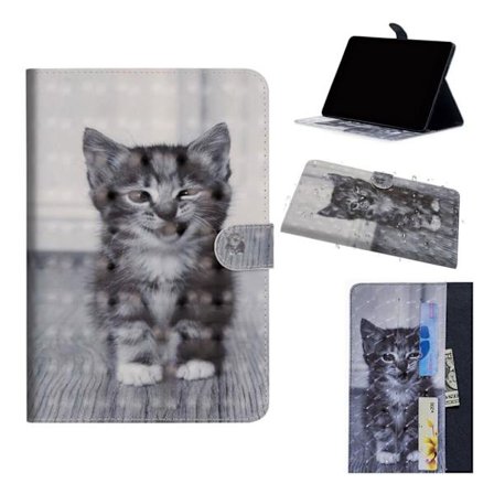 Samsung Galaxy Tab S5e valopilkku koriste nahkakotelo - Kissa