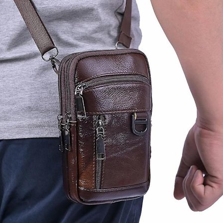 Uusi Vintage-nahkainen olkalaukku, crossbody-laukku, vyölaukku, miesten matkustus-, ostos- ja rento puhelimen kotelo