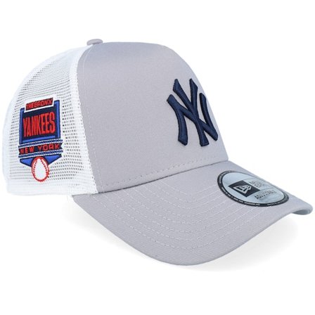 New Era - MLB Grey trucker Czapka Z Daszkiem - New York Yankees Side Patch Gray/White A-frame Trucker @ Hatstore
