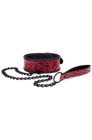 Diabolique Dark Collar With Leash Red Panta&Talutushihna