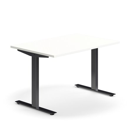Schreibtisch QBUS, 1200x800 mm, T-Fuß-Gestell, schwarz/weiß