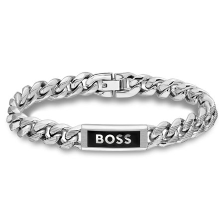 Hopeanvärinen BOSS Kassy Emblem Rannekoru miehille - Teräsrannekorut