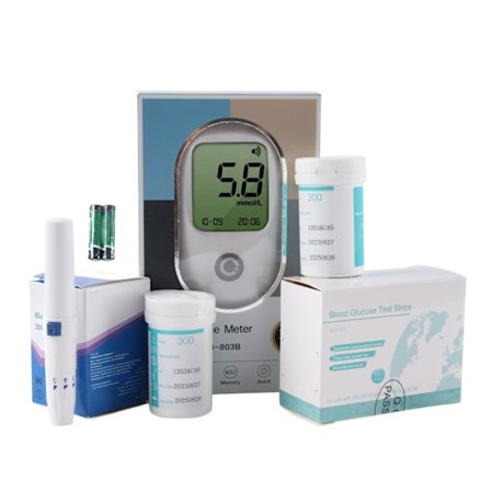 Blodsukkermåler Kit Hurtig Blodsukker Testenhed med 50 stk. Lancetter til Hjemmet