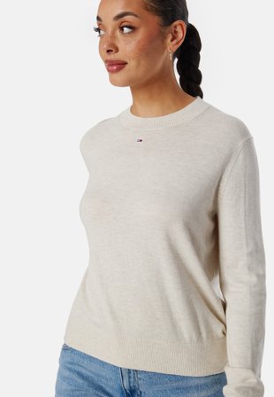 TOMMY JEANS Tjw Essential Crew Neck Sweate Ancient White Melangae Klær