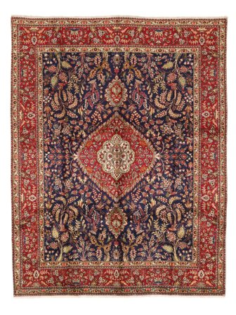 Tabriz Rug Hand Knotted 301X383 Dark Red/Brown Persia