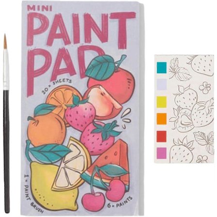 Akvarelmalerblok, Mini Malerblok med 1 Pensel, Bærbar Lomme Akvarelmalebog, Rejsesæt til Børn og Voksne