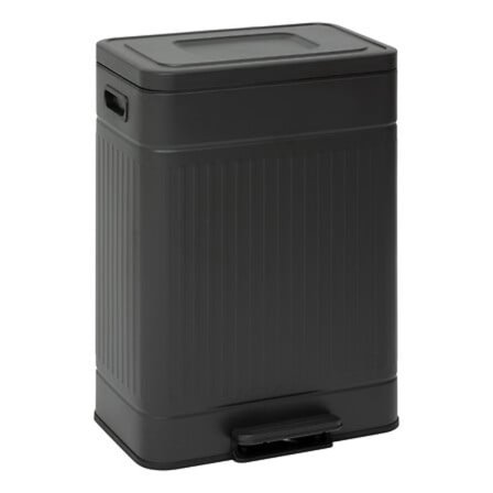 Kaksoiskokoinen 30 litran metallinen lajitteluastia, musta, pehmeästi sulkeutuva
