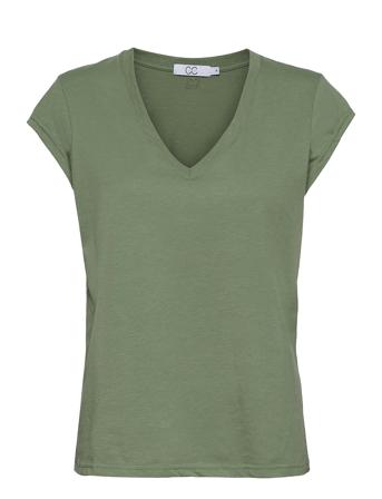 Cc Heart Basic V-Neck T-Shirt T-shirts & Tops Short-sleeved Grønn Coster Copenhagen*Betinget Tilbud