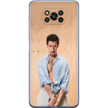 Yhteensopiva Puhelinkuori Xiaomi Poco X3 Pro Bad Bunny Super Bowl-inspiroima grafiikka, jossa NFL-trofe ja San Franciscon silta urheilusuunnittelussa