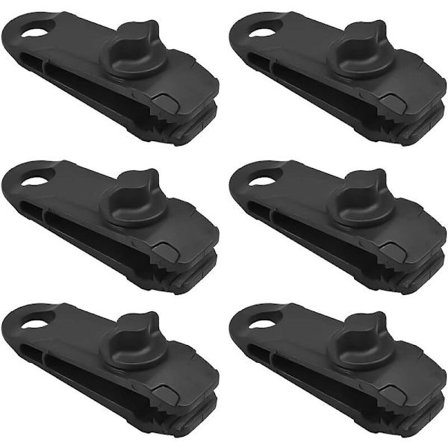 Telte Klemmer, 6 Stykker Sorte Plastik Telte Klemmer Justerbar Presenning Klemme Telte Tilbehør til Camping, Bilbetræk, Møbler, Bådpresenning, 