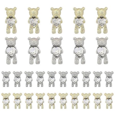 30 kpl Kynsitaide Strassit, Kiiltävä Seos Karhu 3D Sydän Kristallikynsikoristeella, DIY Kynsitaide Koristelutarvikkeet. Huom: Ei liimaa.
