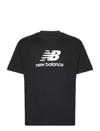 Essentials Stacked Logo Cotton Jersey Short Sleeve T-Shirt T-shirts Short-sleeved Svart New Balance*Betinget Tilbud