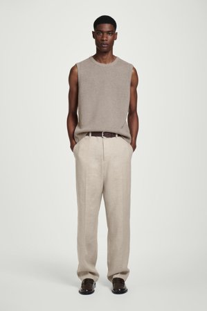 COS Men's Relaxed Linen Tapered Trousers in Beige