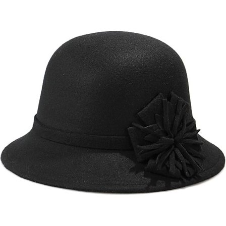 Filt Cloche Hat til Kvinder Floral Fedora Bucket Hat 1920'er Vintage Bowler Hatte