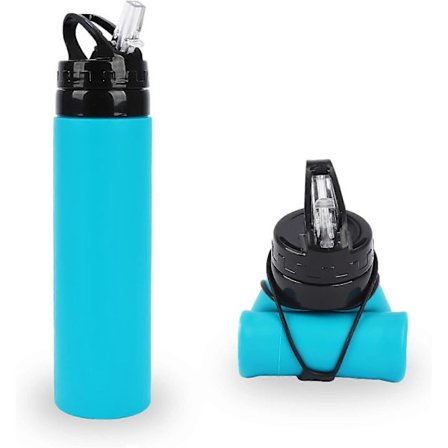 Hopfällbar Silikonvattenflaska 600ml Kapacitet Läcksäker Vikbar Vattenflaska BPA-fri Silikon Sportvattenflaska Ultralätt