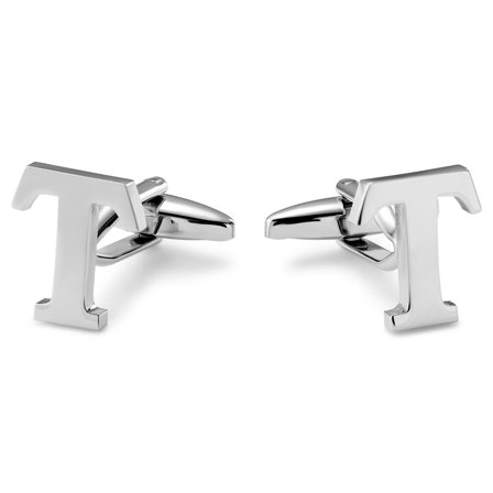 Silberfarbene Manschettenknöpfe mit der Initiale T für Männer