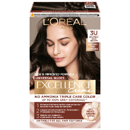 L'Oréal Paris Excellence Universal Nudes 3U Dark Brown Hårfärg Unisex Brun ONESIZE