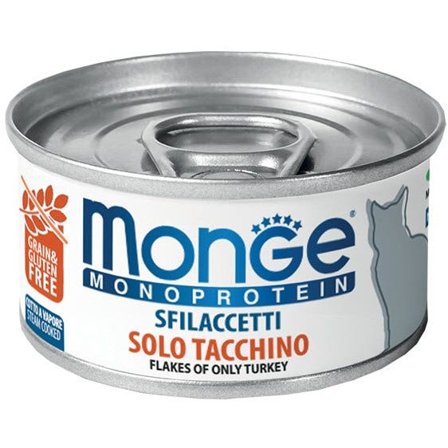 Monge Monoprotein Sfilaccetti Solo Tacchino Cibo Umido Per Gatti