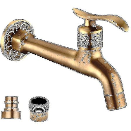 Antikk Messing Kran Utendørs Hageslange Enkelt Kaldt Vann Kran (lang)