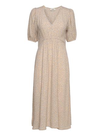 Ravenmd Long Print Dress Beige Modström