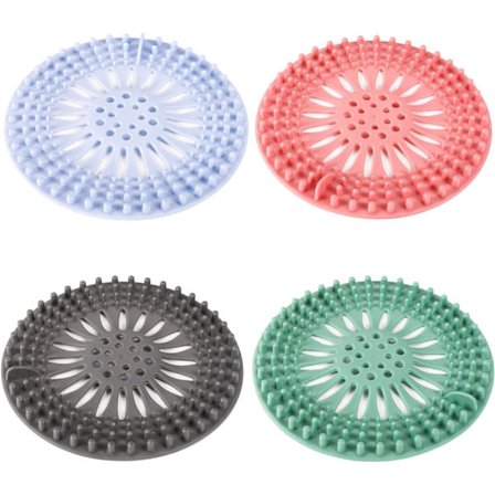 Silikonhårfilter, 4 st avloppsskyddsfilter duschavloppslock för att fånga hår, används i badkar, badrum, kök