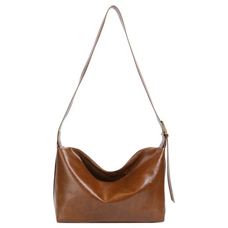 Handväska med stor kapacitet, fashionabel axelväska, brun texturerad handväska