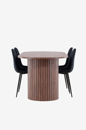 Venture Home - Härön-ruokapöytä ja Polar-ruokapöydän tuolit - Musta - Ruokailuryhmät - - Homeroom