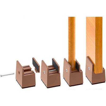 Pakke med 4 Sengeforhøyere 2 Tommer Justerbar Skrueklemme, Møbelforhøyer 5 cm Egnet for Sengefottykkelse fra 0 til 1,5 Tommer, Robust Sengeforhøyer 