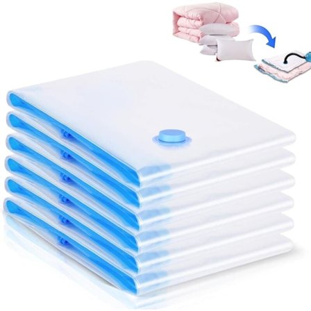 Vakuumförvaringspåsar, 6-pack, återanvändbara reseförvaringspåsar för madrasser, kläder, täcken, sängkläder, kuddar, 80x100cm