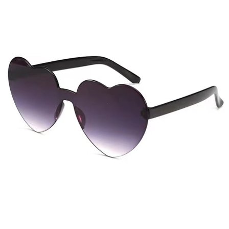 Hjärtformade solglasögon utan ram, transparenta hjärtformade glasögon