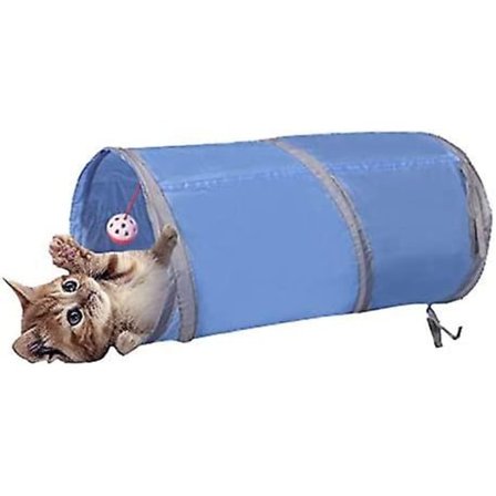 Interaktiv sammenleggbar lett 5-tunnel krøllete stoff labyrint med dusk og bjeller for katt