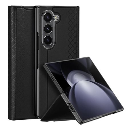Dux Ducis Brill läderfodral till Samsung Galaxy Z Fold 6 med flik och kortplats - svart