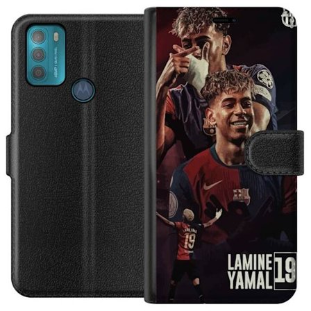Kompatibel Tegnebogsetui til Motorola Motorola Moto G50 Lamine Yamal FC Barcelona-motiv med tre kraftfulde fodboldplakater perfekt til Barca-fans og b