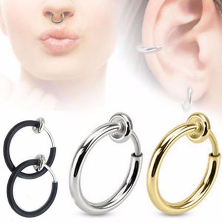 925 Sterling silver Falska Läpp, Öron-, näs- Septum GULD