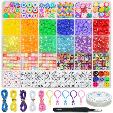 Armbåndssett, Craft Bead Making Pony Beads, Polymer Clay Beads, Smiling Face Beads, Letter Beads, Smykkesett, DIY Han