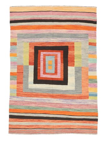 Handgeweven Kelim Moderne Vloerkleed 172X252 Rood/Oranje