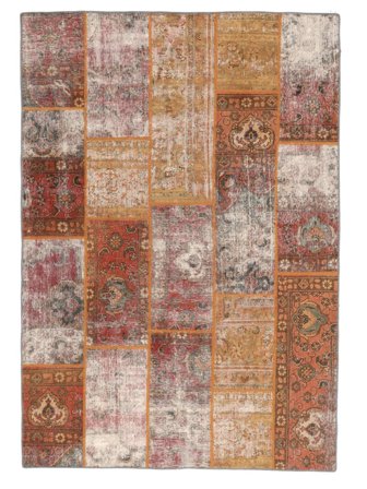 Hand Knotted Patchwork Rug 174X250 Vintage Wool Brown/Orange