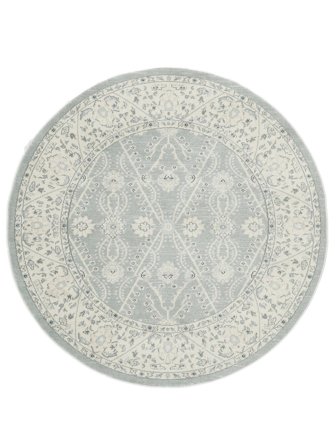 Vintage Bloemen Ziegler Madison Vloerkleed - Lichtblauw/Crème Beige Ø 200 In Klassieke Stijl