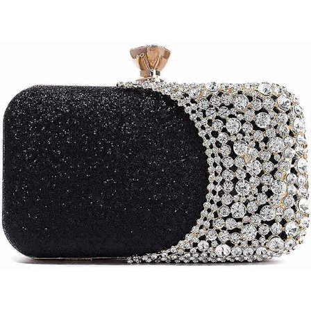Dame Rhinestone Aften Tasker Glitrende Krystal Pung Clutch Brud Bryllup Fest Galla Håndtaske