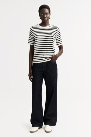 Soft Goat - Fine knit t-shirt - Women cashmere sweater - XS - Striped