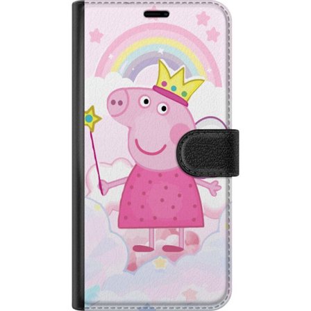 Kompatibelt Lommeboketui til Xiaomi 15 Peppa Pig prinsessmotiv med krone, vinger og regnbue, eventyrlystne barnillustrasjon på skybakgrunn