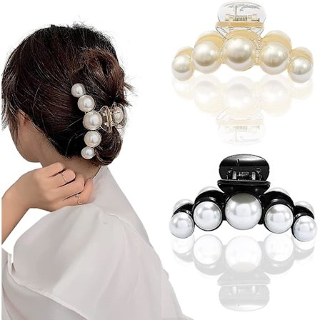 Hårklemmer, 2 stk. Perleklemmer, 2,7 tommer Hårklemmer til kvinder og piger