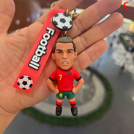 Fodbold Ronaldo Spiller Figur Fodboldstjerne Nøglering Taske Vedhæng C C