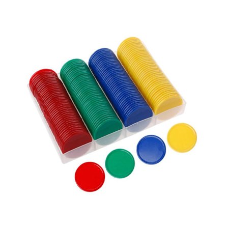 160 stk 4-fargede runde brikker for telling og spill