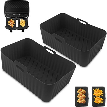 2 stk silikonformer for airfryer, gjenbrukbart tilbehør for frityrkoker, rektangulær silikonform for frityrkoker