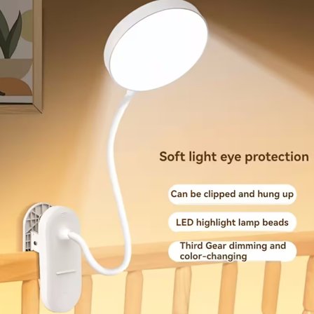 1kpl Kosketusohjattava Clip-On Lukuvalo USB-latauksella, Asuntolan Pöytä Sängynvieri Lukuvalo, Pehmeä Valo Clip Pöytävalaisin Silmien Suojaus 