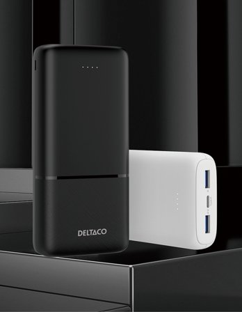 Deltaco Power bank 10 000 mAh, 2x USB-A 18 W, 1x USB-C PD 20 W